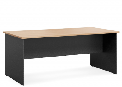 Accent Panel End Desk - Crown Beech / Ironstone